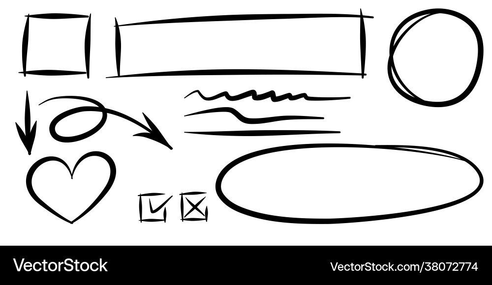Doodle Linien Pfeile Kreise und Kurven Hand Doodle Linien Pfeile Kreise und Kurven Hand vektorbild