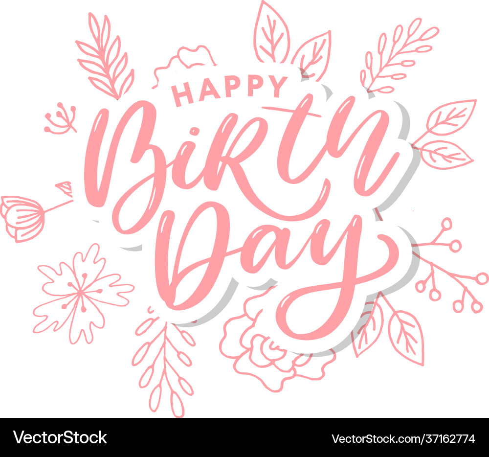 Happy birthday brush script style hand lettering Happy birthday brush script style hand lettering vector image