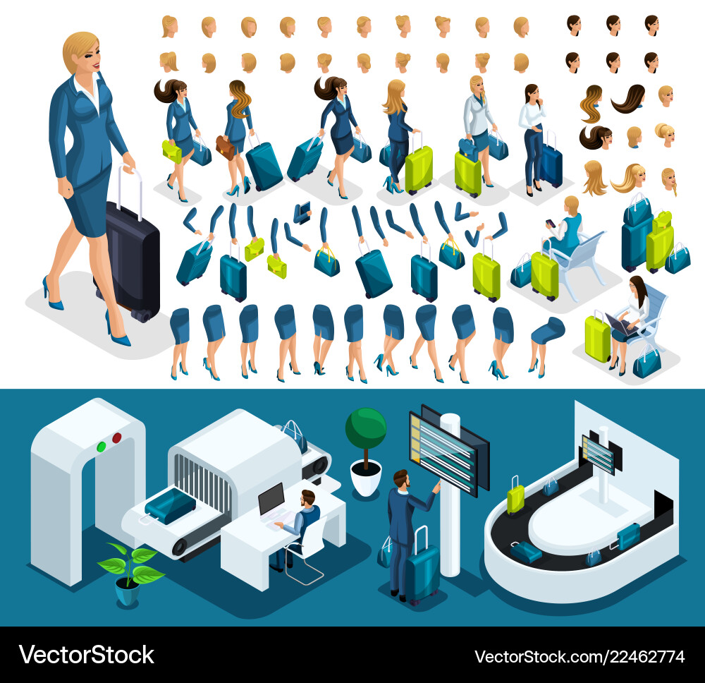 Isometric set create your character Isometric set create your character vector image
