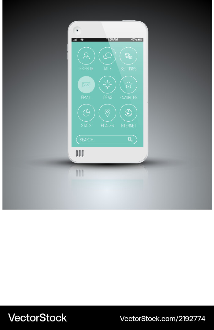Modern mobile phone with flat user interface vector image