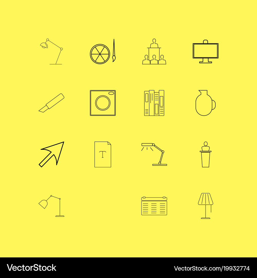 Office linear icon set simple outline icons Vector Image