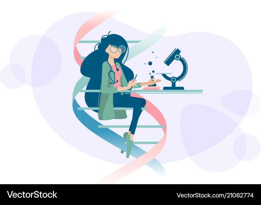 Scientist Analyzing DNA with Microscope vector image
