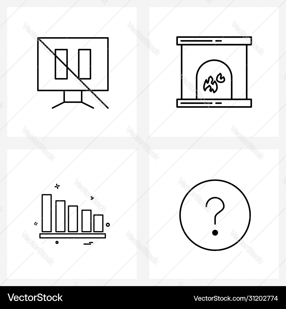 Set 4 simple line icons for web and print Vector Image