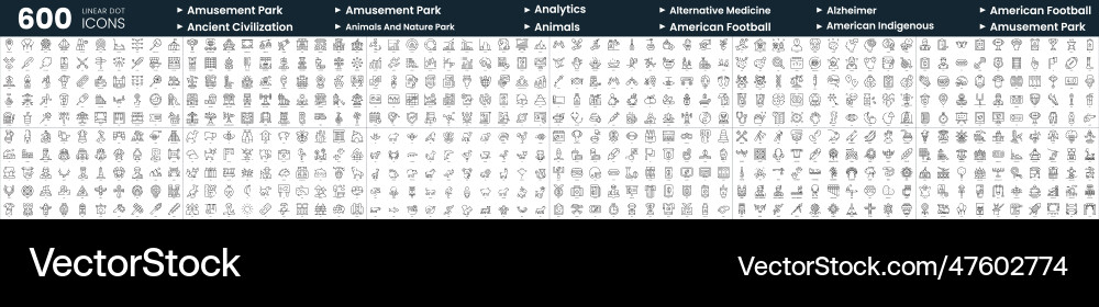 Set of 600 thin line icons in this bundle include vector image