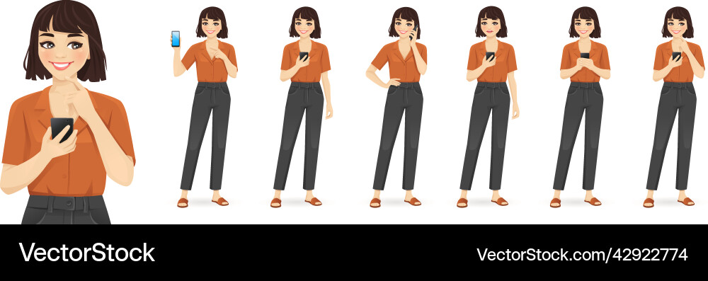 Young woman with phone vector image