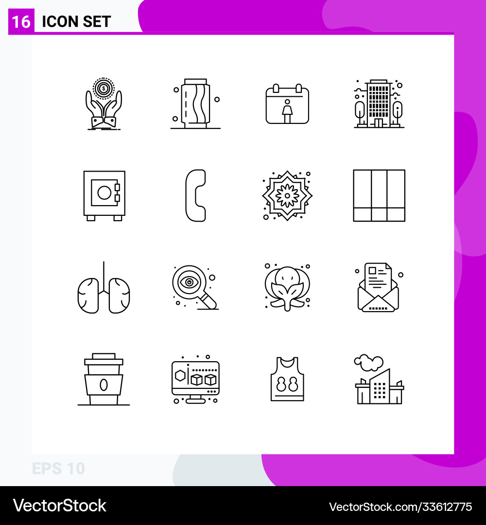 16 universal outlines set for web and mobile Vector Image