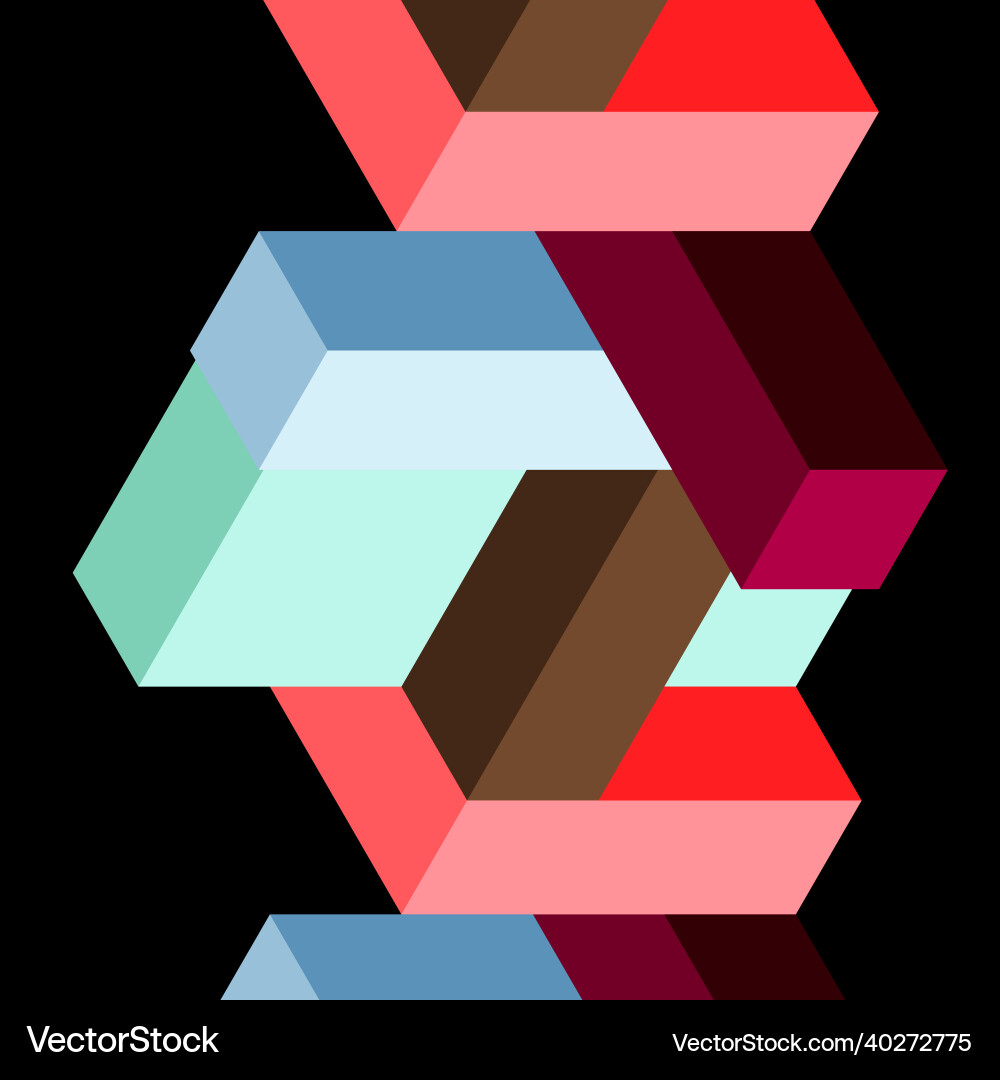 Abstract background 3d cubes cubic elements vector image