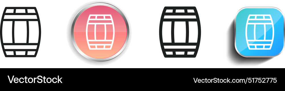 Barrel icon thin linear regular and button style Barrel icon thin linear regular and button style Vector Image