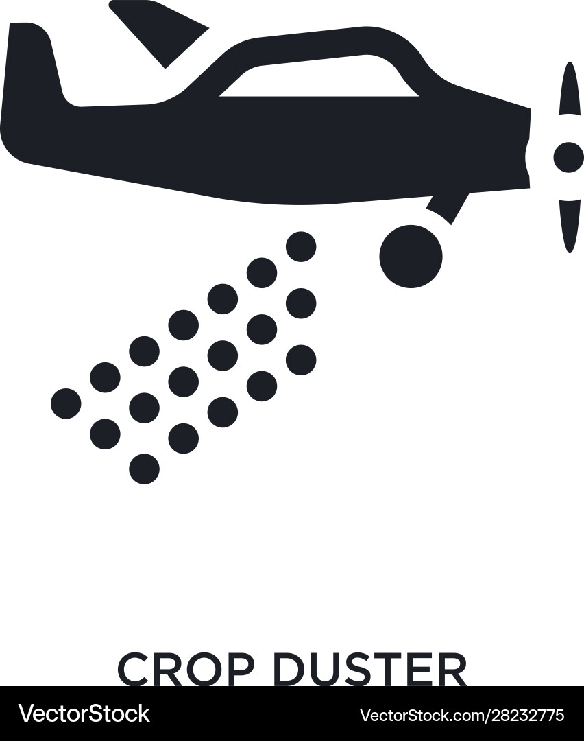 Black crop duster isolated icon simple element Vector Image
