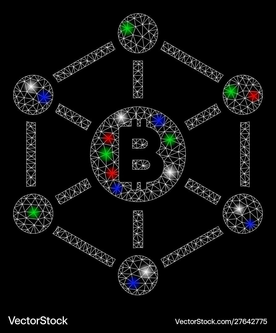 Bright Bitcoin Network Mesh vector image
