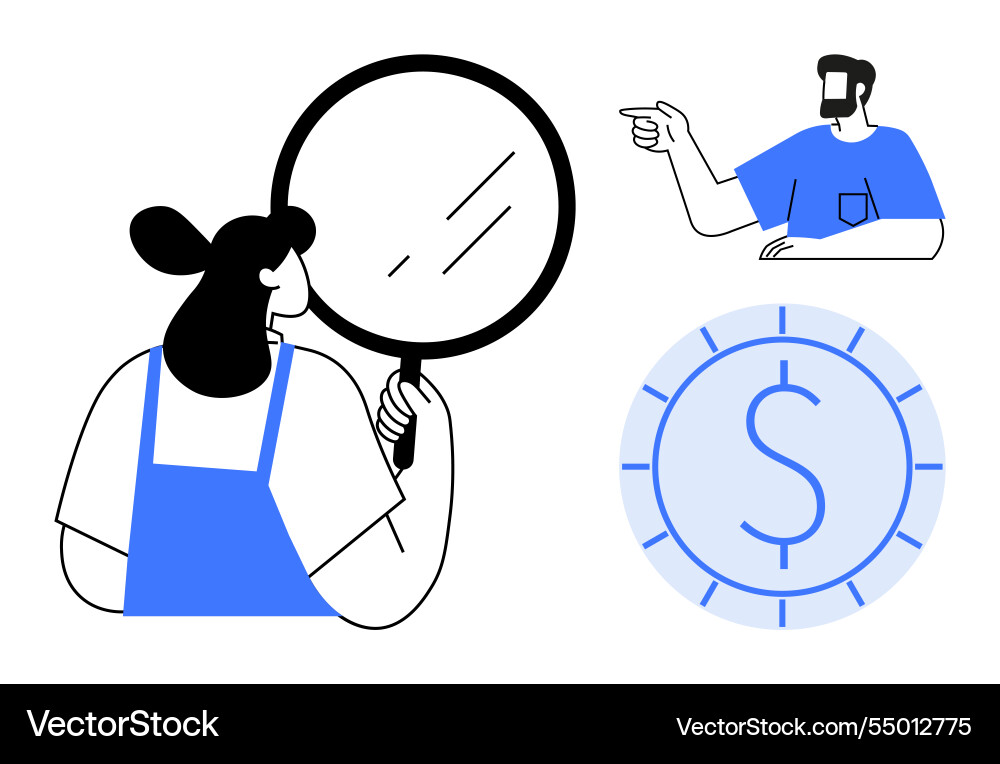 Exploring self-reflection and financial guidance Vector Image