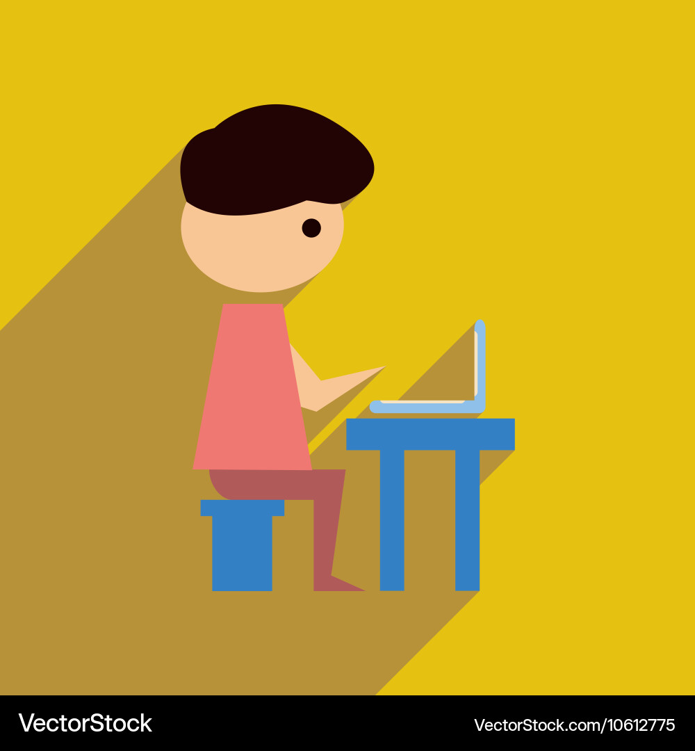 Flat web icon with long shadow man programmer vector image