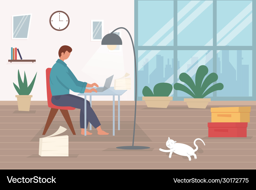 Freiberufliche Charakter arbeiten bei der Hausarbeit von Freiberufliche Charakter arbeiten bei der Hausarbeit von vektorbild