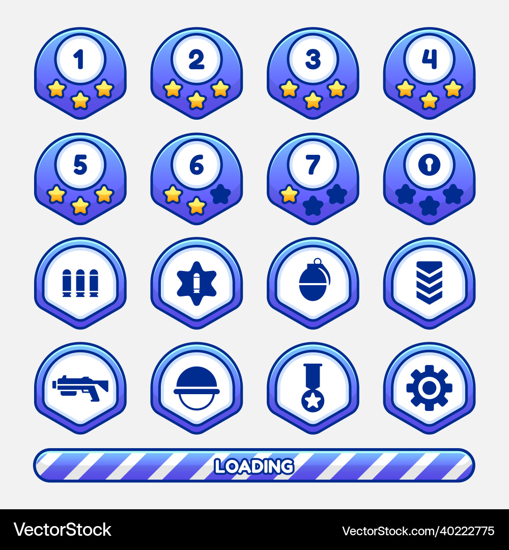 Game template gui kit interface button elements Game template gui kit interface button elements vector image