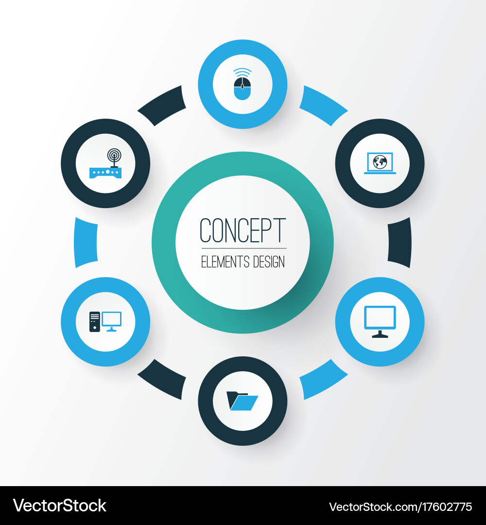 Hardware colorful icons set collection of control vector image