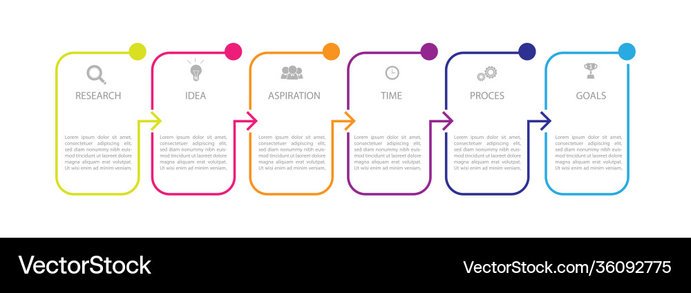 Infographic thin line design with icons and 6 vector image