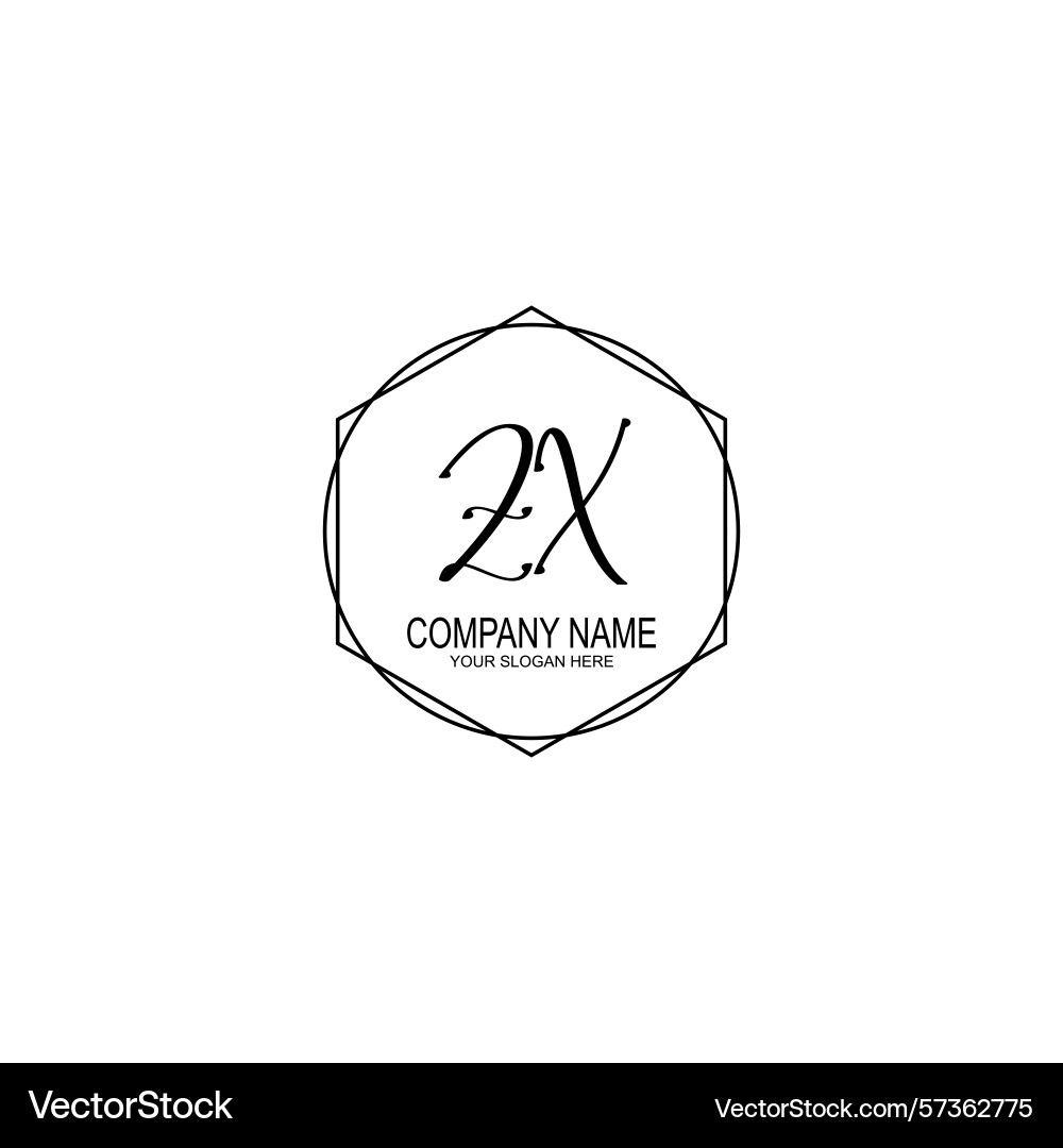 Minimalist handwritten zx initial logos with soft Vector Image