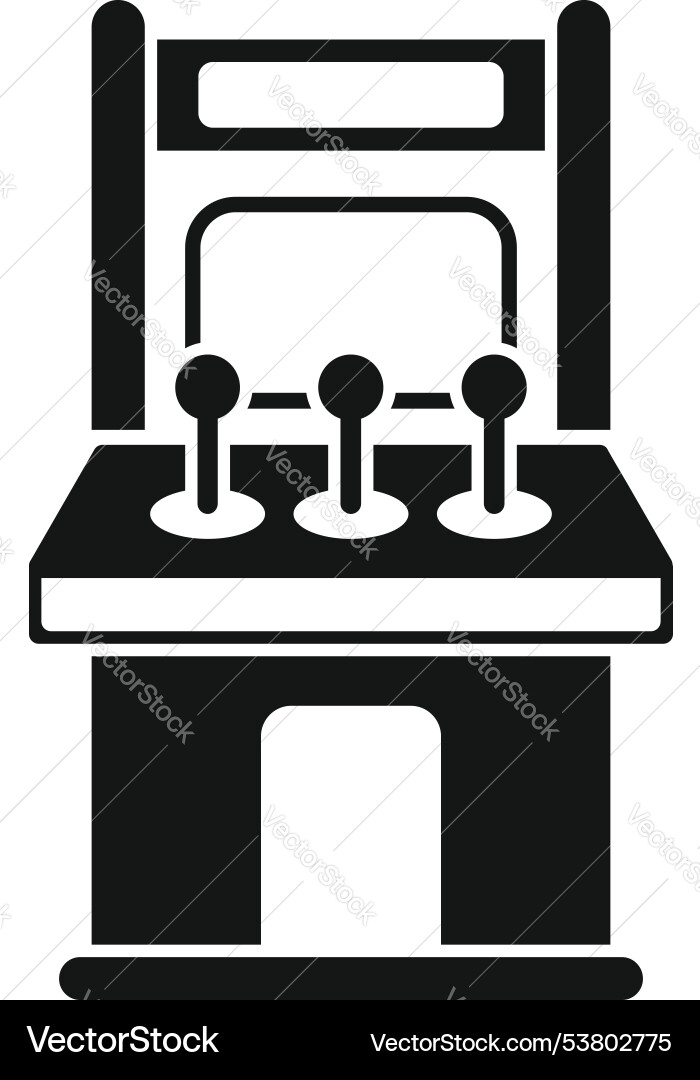 Retro arcade game machine with joysticks showing Retro arcade game machine with joysticks showing vector image