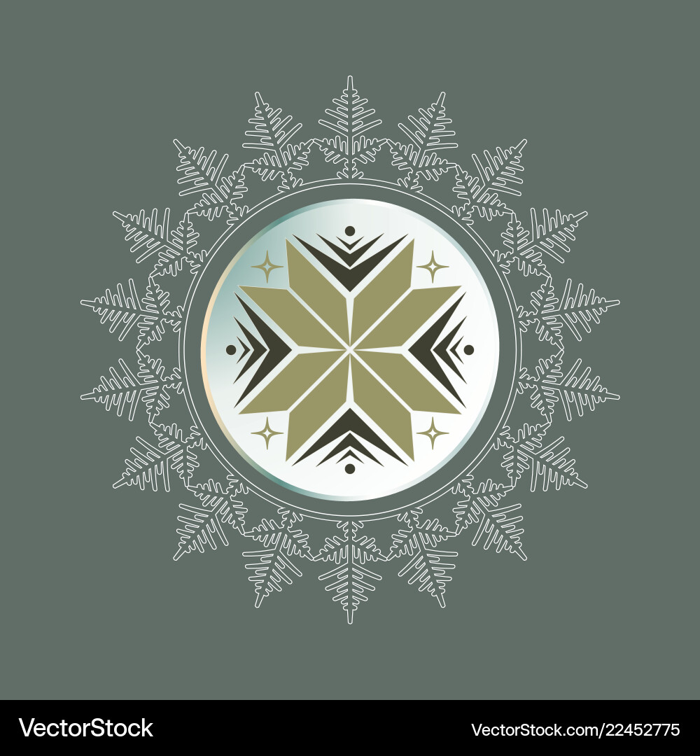 Round frame in form a snowflake vector image