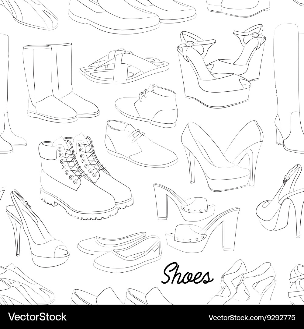Shoes scetch pattern vector image