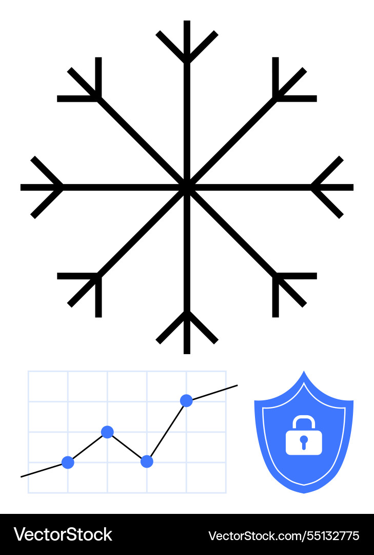 Snowflake pattern with upward graph trend vector image