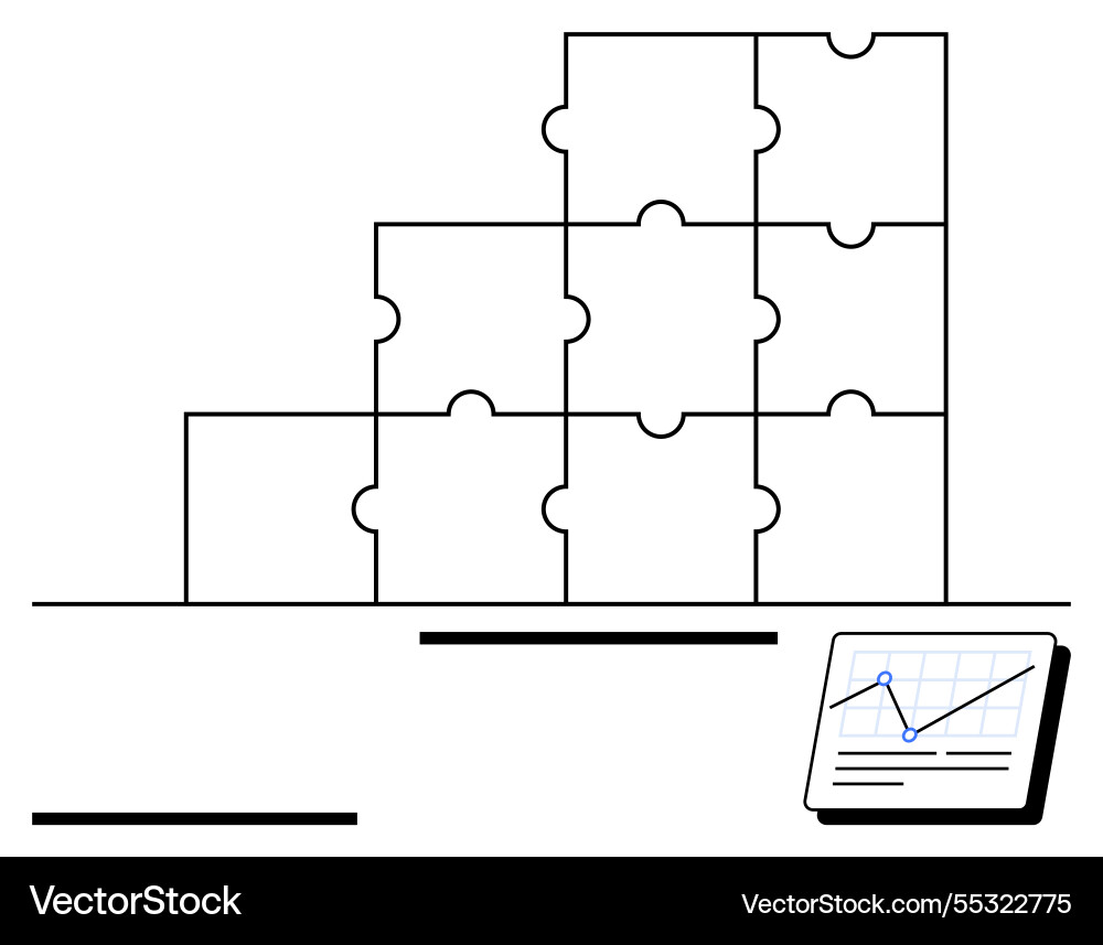 Stack of puzzle pieces with performance chart Stack of puzzle pieces with performance chart vector image