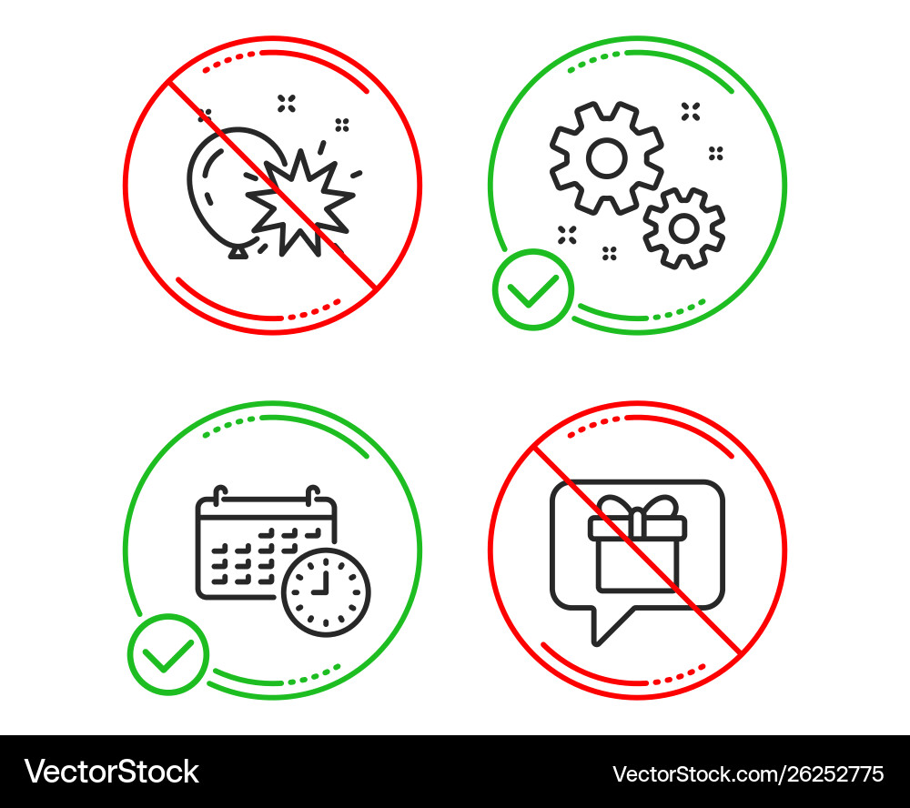 Work calendar and balloon dart icons set wish Vector Image