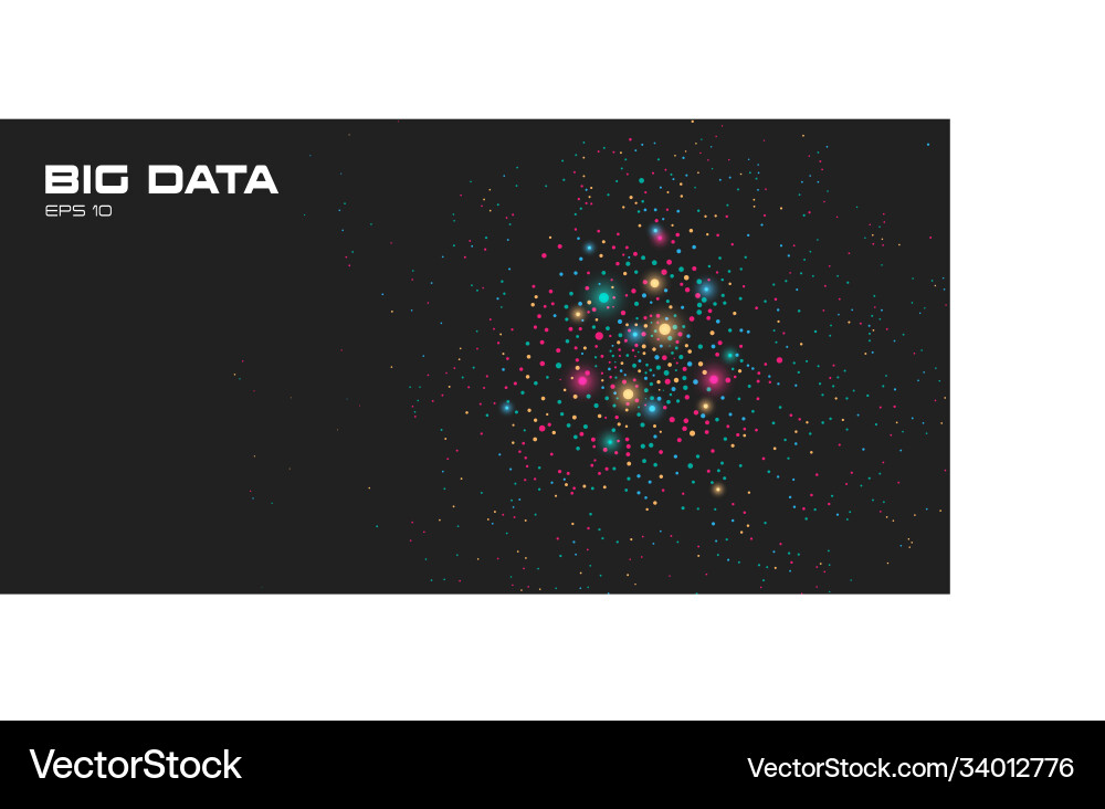 Big data visualization a cluster multi colored Big data visualization a cluster multi colored vector image