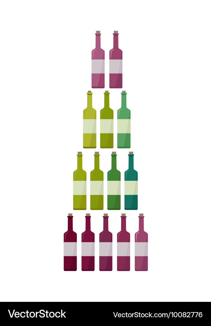 Bottles collection of different types wine vector image