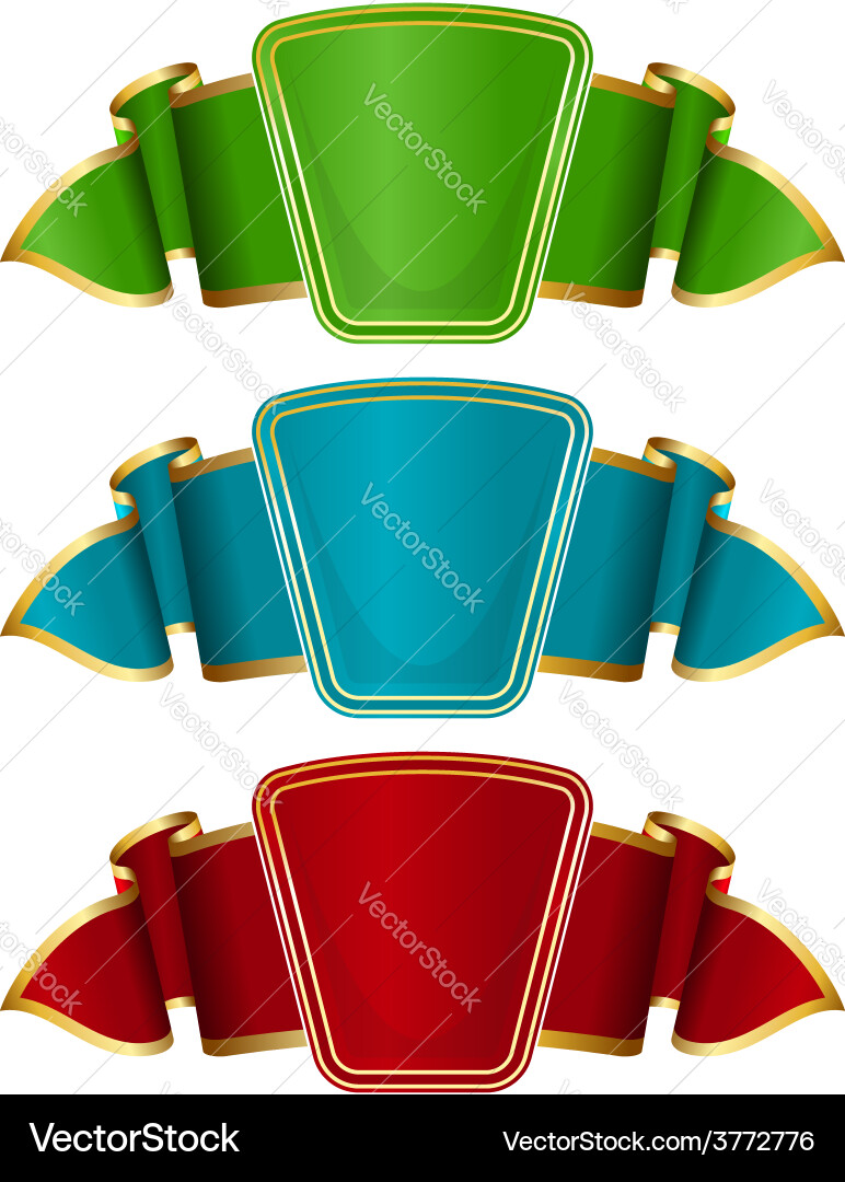 Collection frame with ribbon in 3 color Vector Image