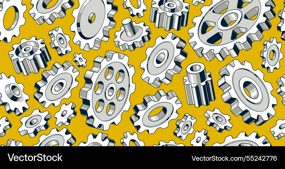 Gears and cogs seamless background mechanical Vector Image