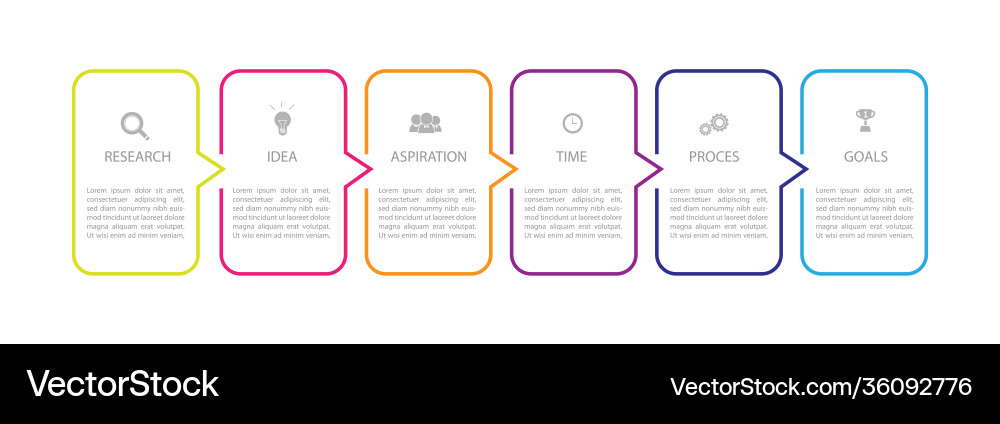 Infographic thin line design with icons and 6 Infographic thin line design with icons and 6 Vector Image