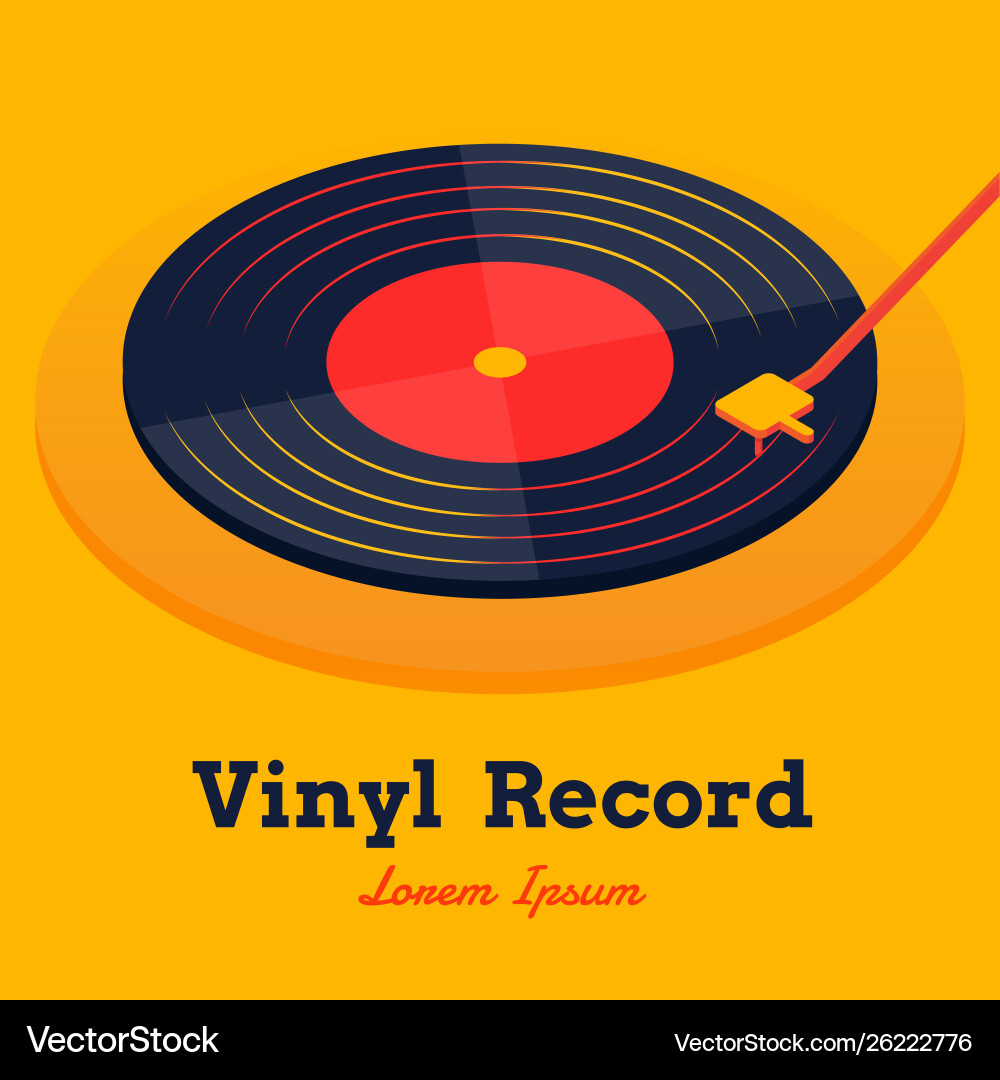 Isometric vinyl record music with yellow Isometric vinyl record music with yellow vector image
