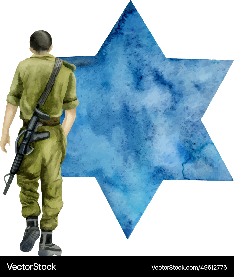 Israel Soldat mit riffle und blauen Stern von david Israel Soldat mit riffle und blauen Stern von david vektorbild