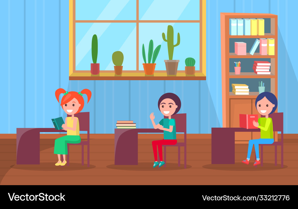 Kindergarten room kids learning material Kindergarten room kids learning material vector image