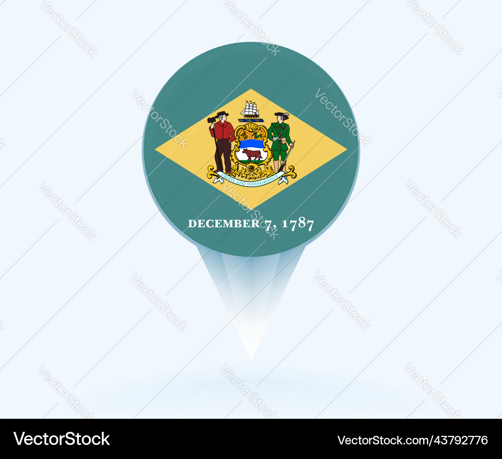 Map pointer with flag of delaware Vector Image