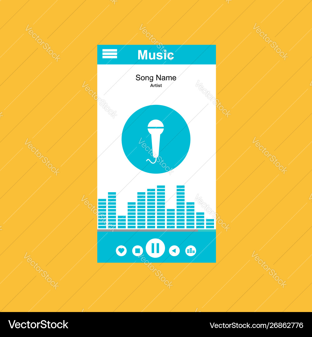 Media player application app template with flat Media player application app template with flat vector image
