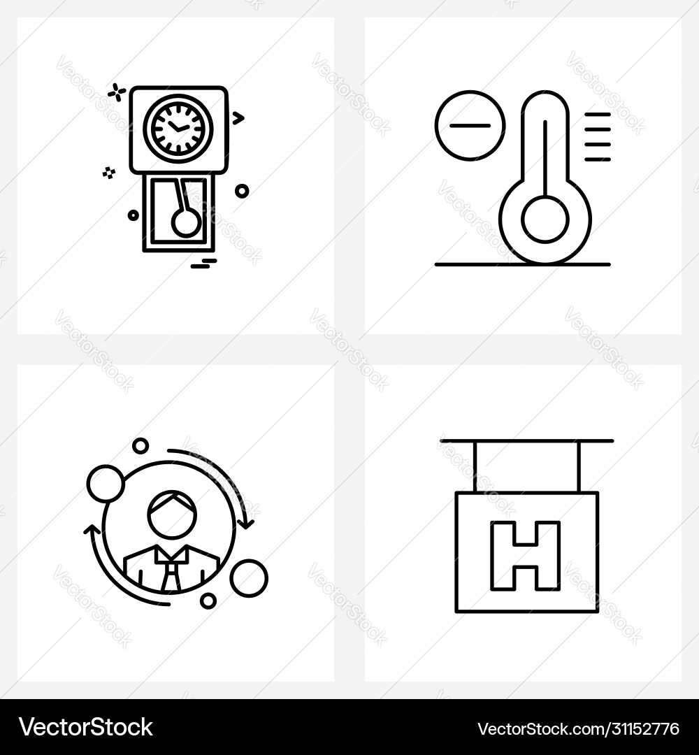 Modern style set 4 line pictograph grid based Vector Image