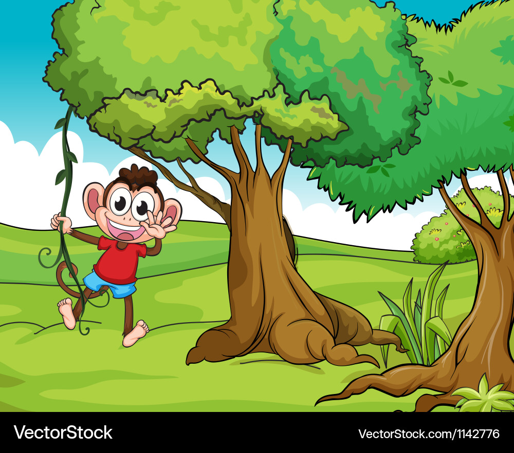 Monkey and trees Vector Image