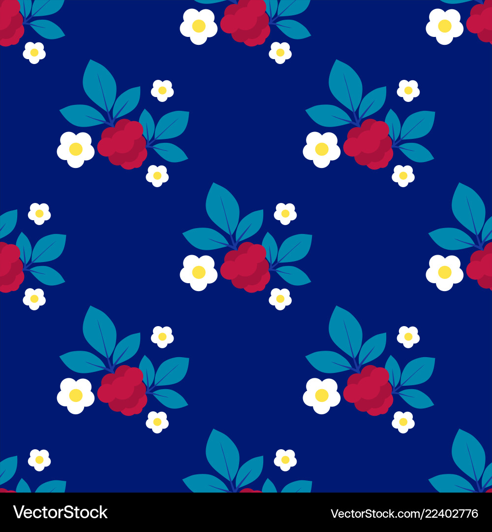 Raspberry seamless pattern Vector Image