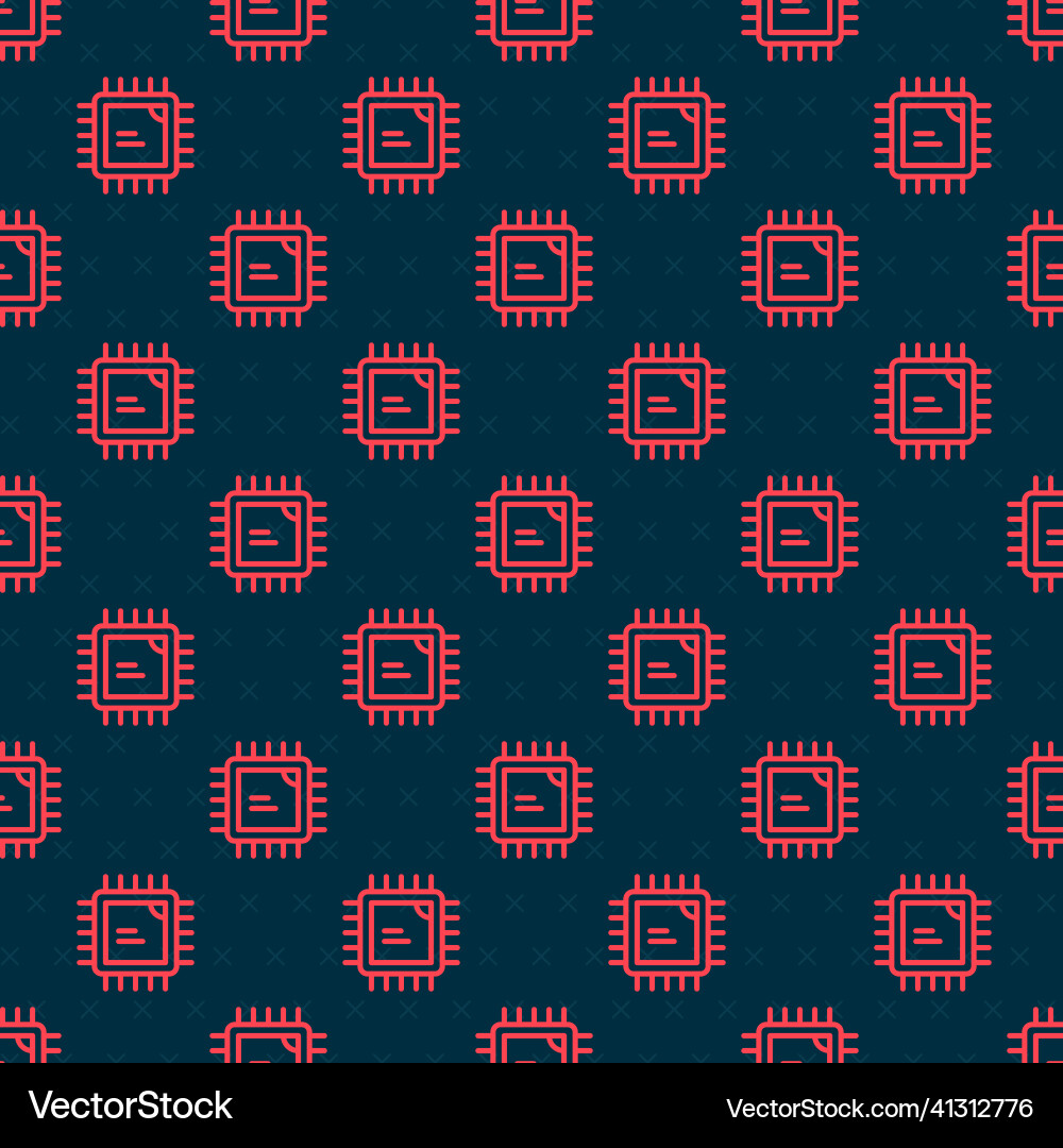 Red Line Computerprozessor mit Mikroschaltungen cpu Red Line Computerprozessor mit Mikroschaltungen cpu vektorbild