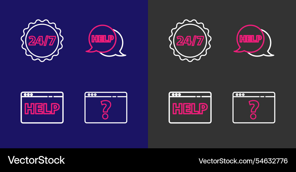 Set line browser with question mark help speech Set line browser with question mark help speech vector image