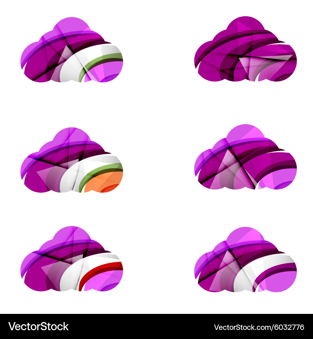 Set of abstract cloud computing icons business Vector Image
