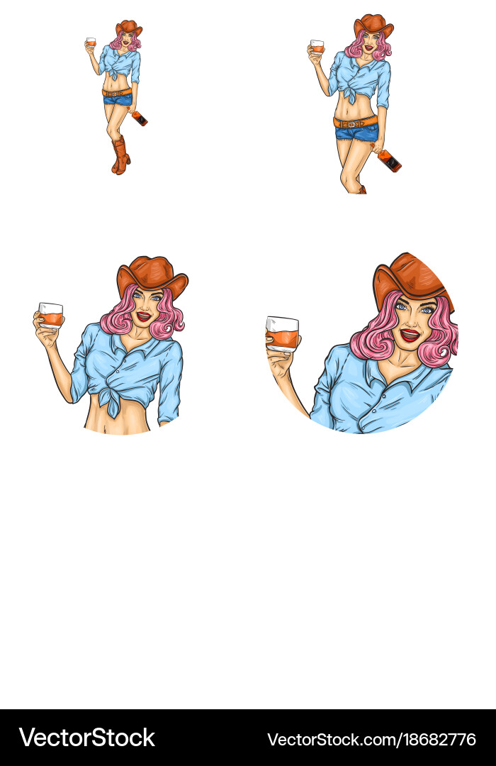 Set of pop art round avatar icons for users vector image