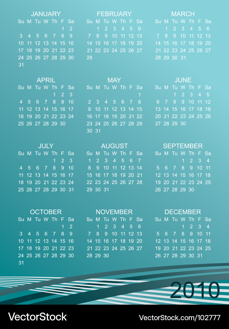 2010 Calendar Vector Image