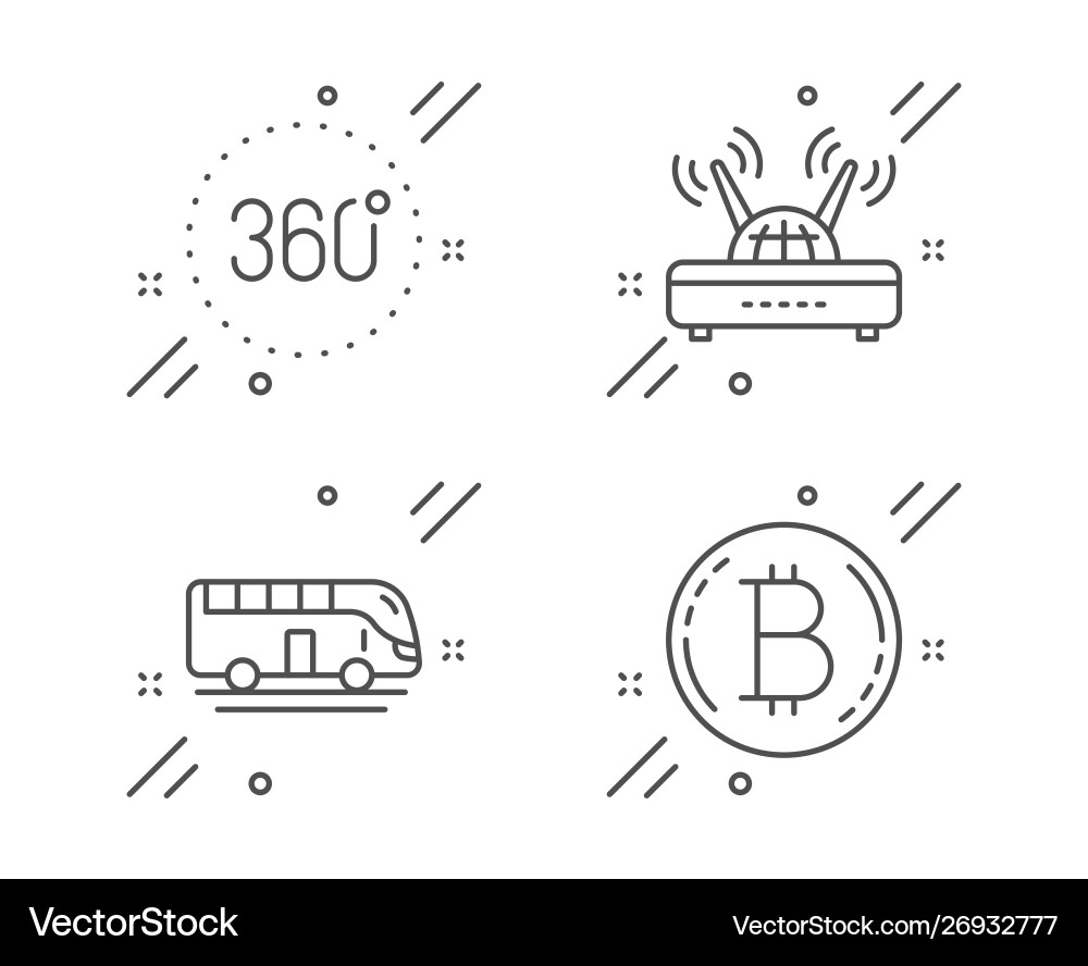 360 degrees wifi and bus tour icons set bitcoin 360 degrees wifi and bus tour icons set bitcoin vector image