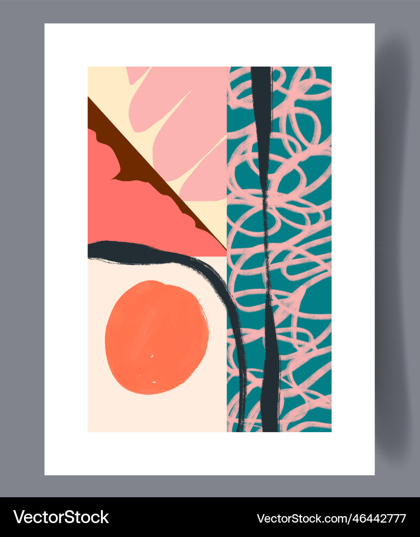 Abstract boho simple shapes wall art print Abstract boho simple shapes wall art print vector image