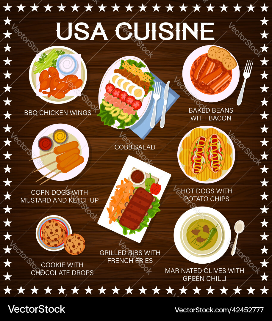 American Restaurant Food Menu Royalty Free Vector Image