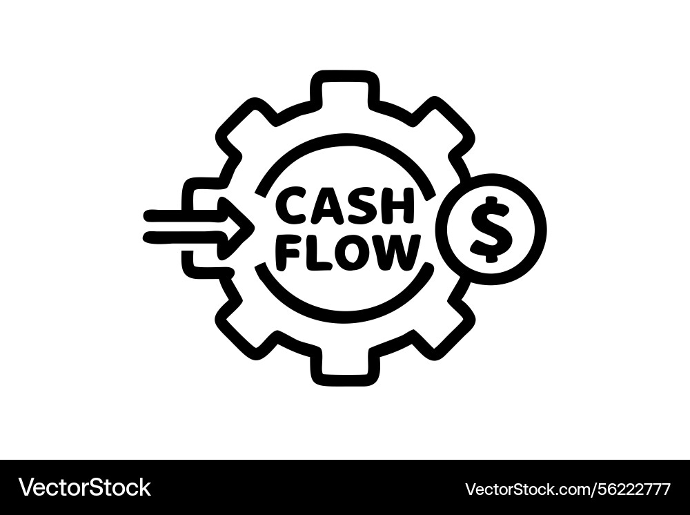 Cash flow dynamics represented by rotating gears Cash flow dynamics represented by rotating gears Vector Image
