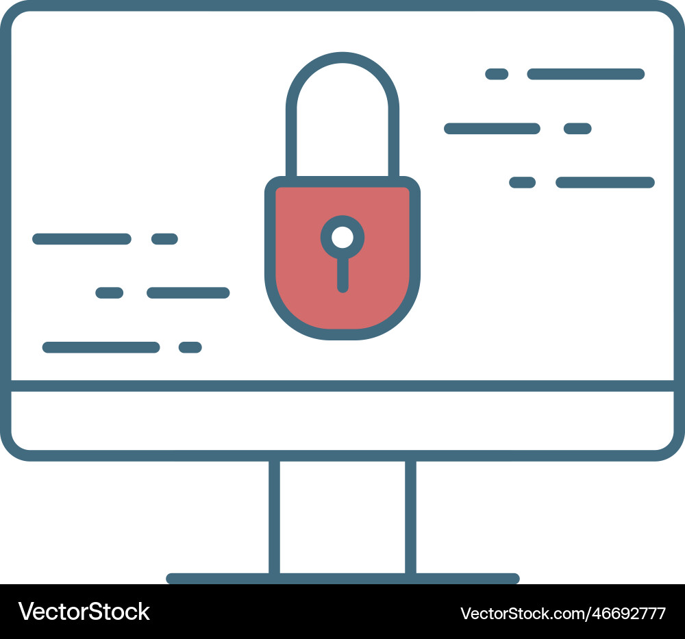 Computer monitor screen and lock icon Vector Image